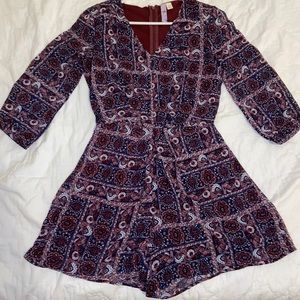 Xs navy, burgundy and white romper
